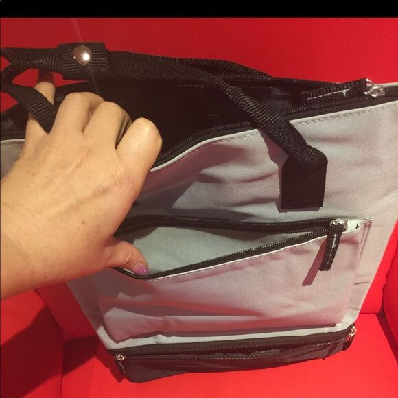 Durable Nylon Gray Backpack with shoe compartment. main image 8
